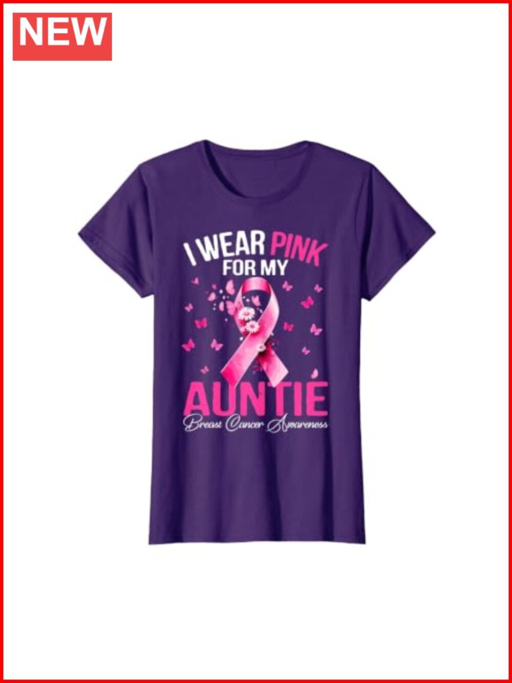 Breast Cancer Awareness Auntie Support T-Shirt